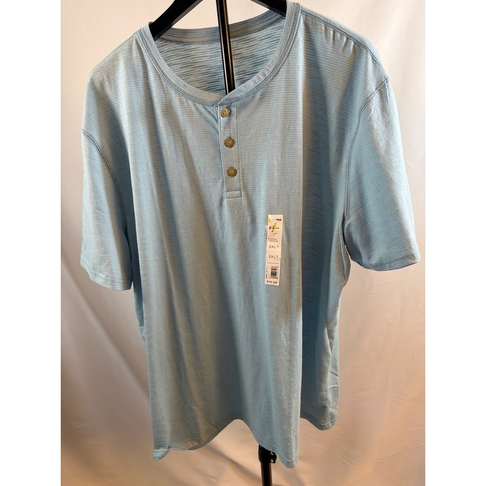 Sonoma Goods For Life Mens 3XLT Light Blue Short Sleeve Henley Stretch Shirt NWT